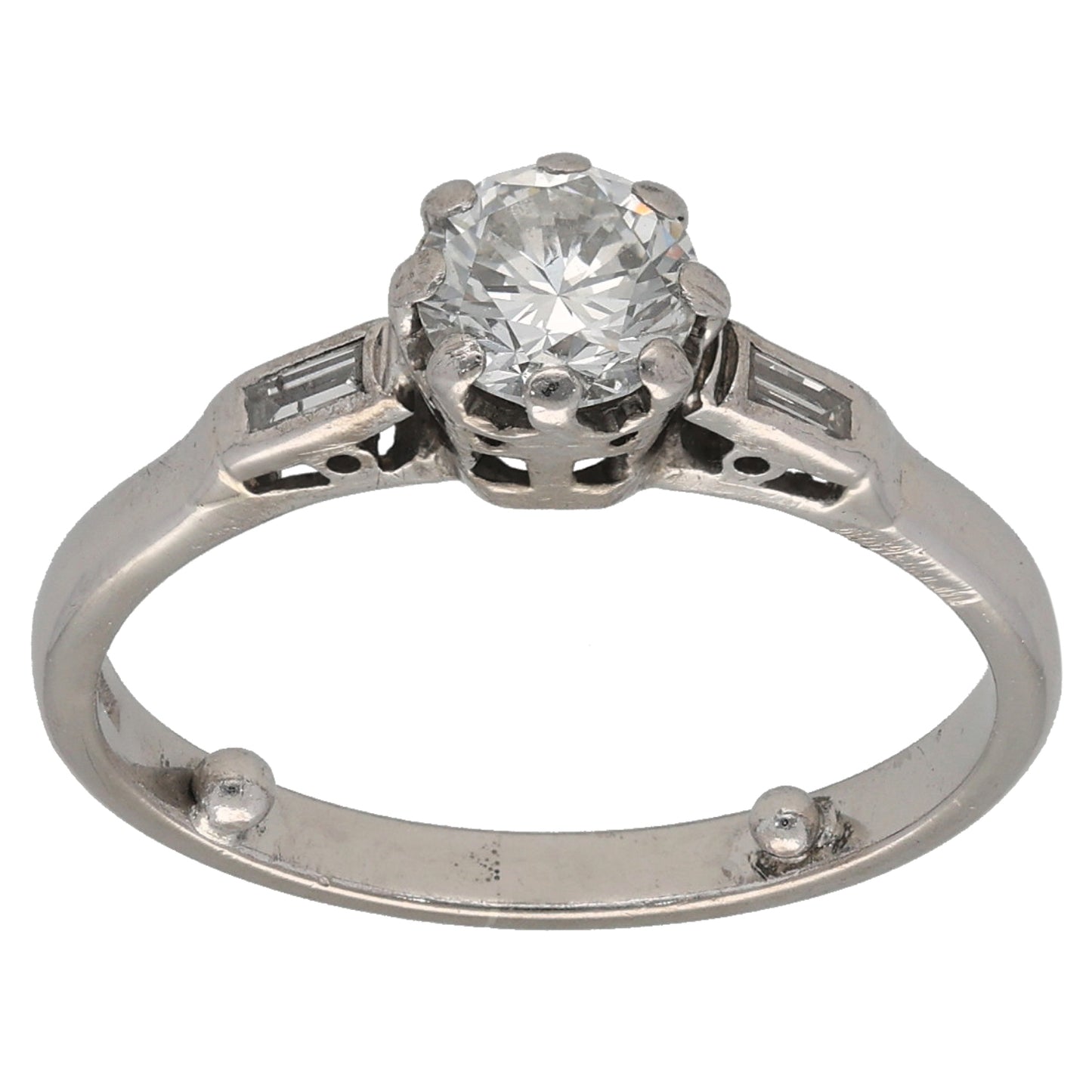 14ct White Gold 0.64ct Diamond Three Stone Ring Size K