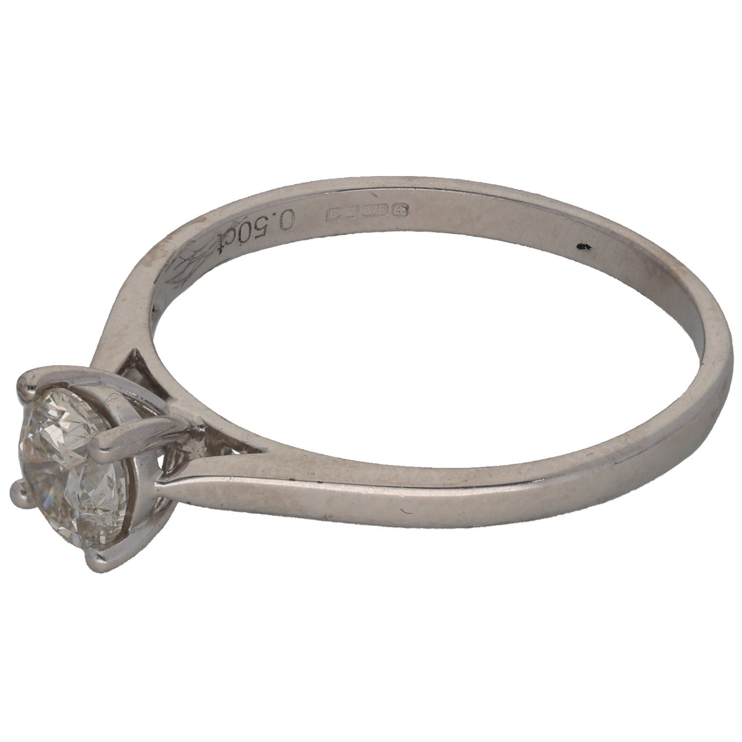 9ct White Gold 0.50ct Diamond Solitaire Ring Size M