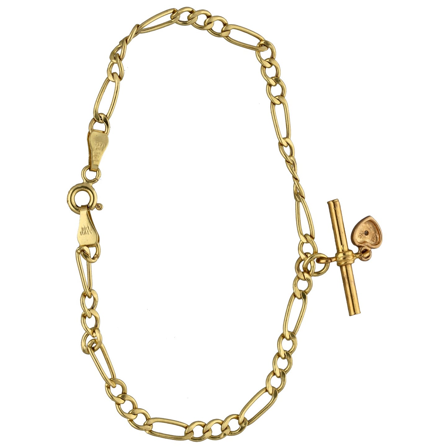 9ct Gold 0.005ct Diamond Figaro Bracelet