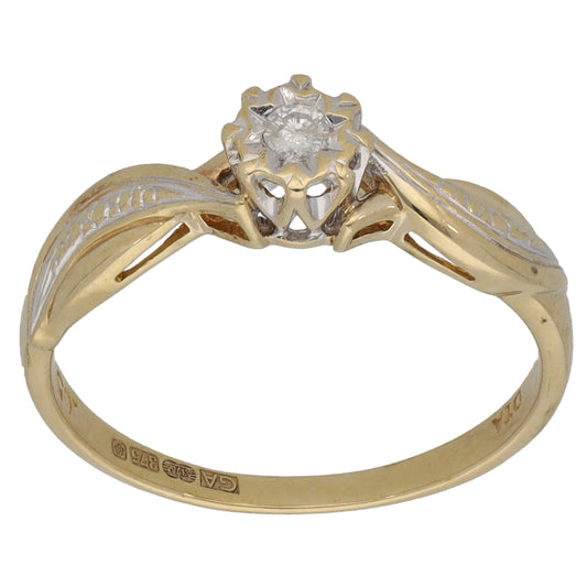 9ct Gold 0.05ct Diamond Solitaire Ring Size M