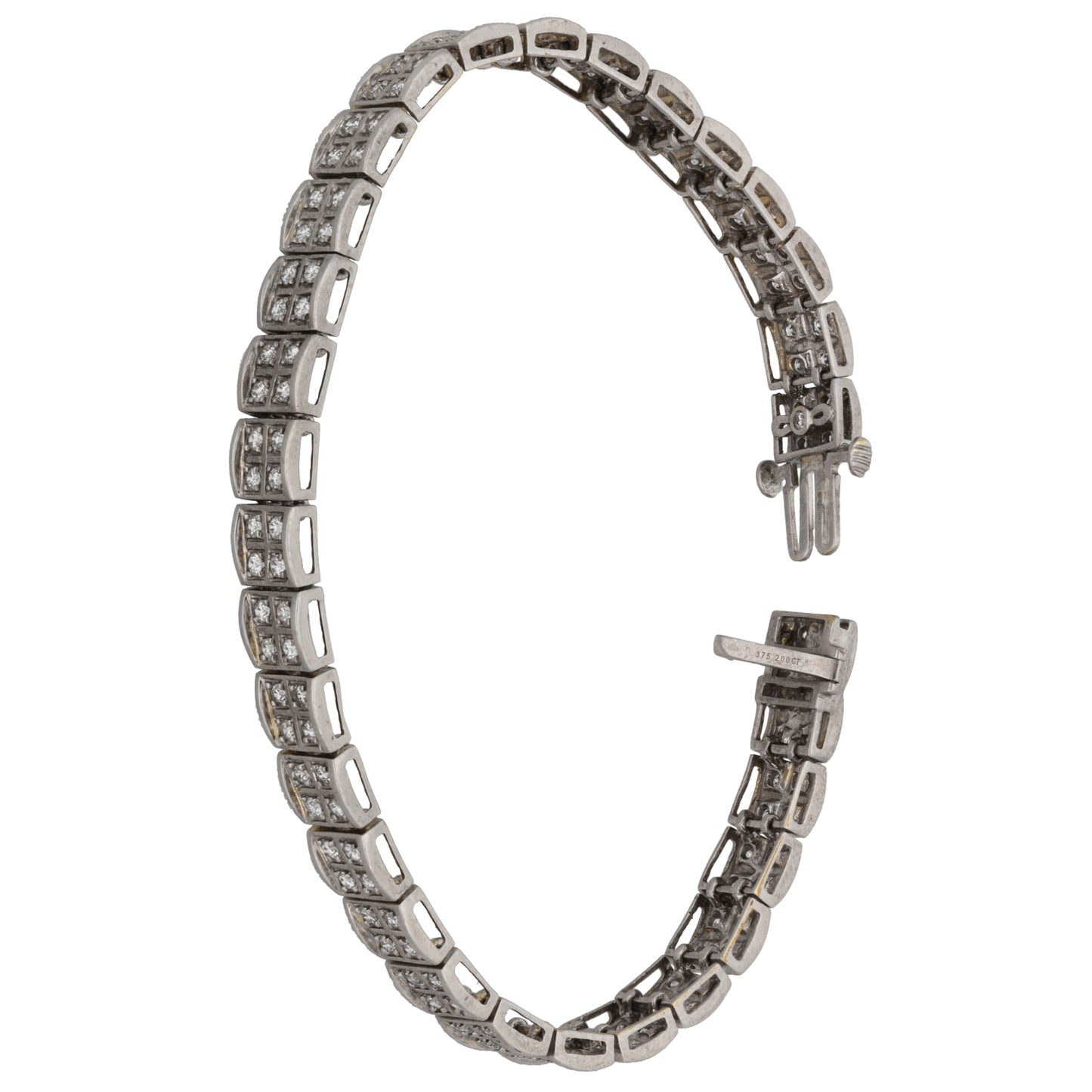 9ct White Gold 2.00ct Diamond Fancy Stone Set Bracelet