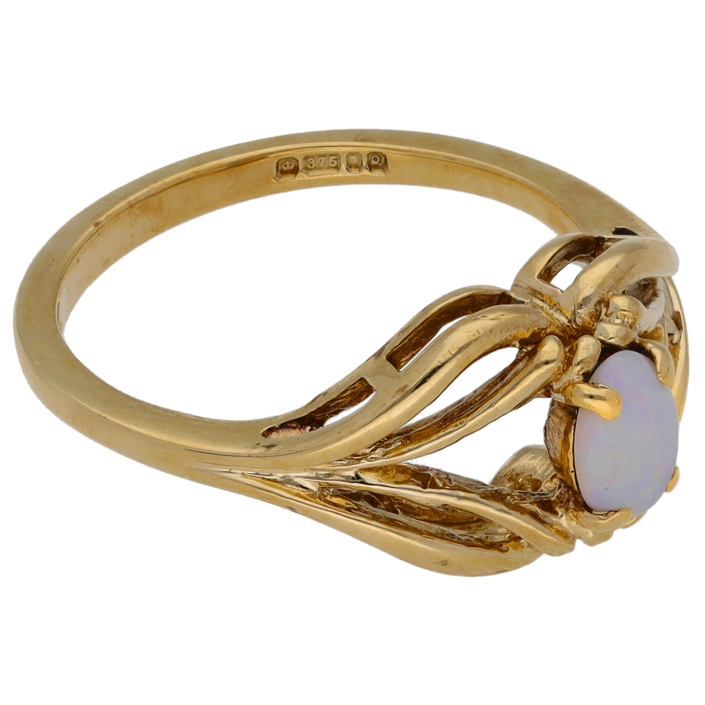 9ct Gold Opal Single Stone Ring Size O