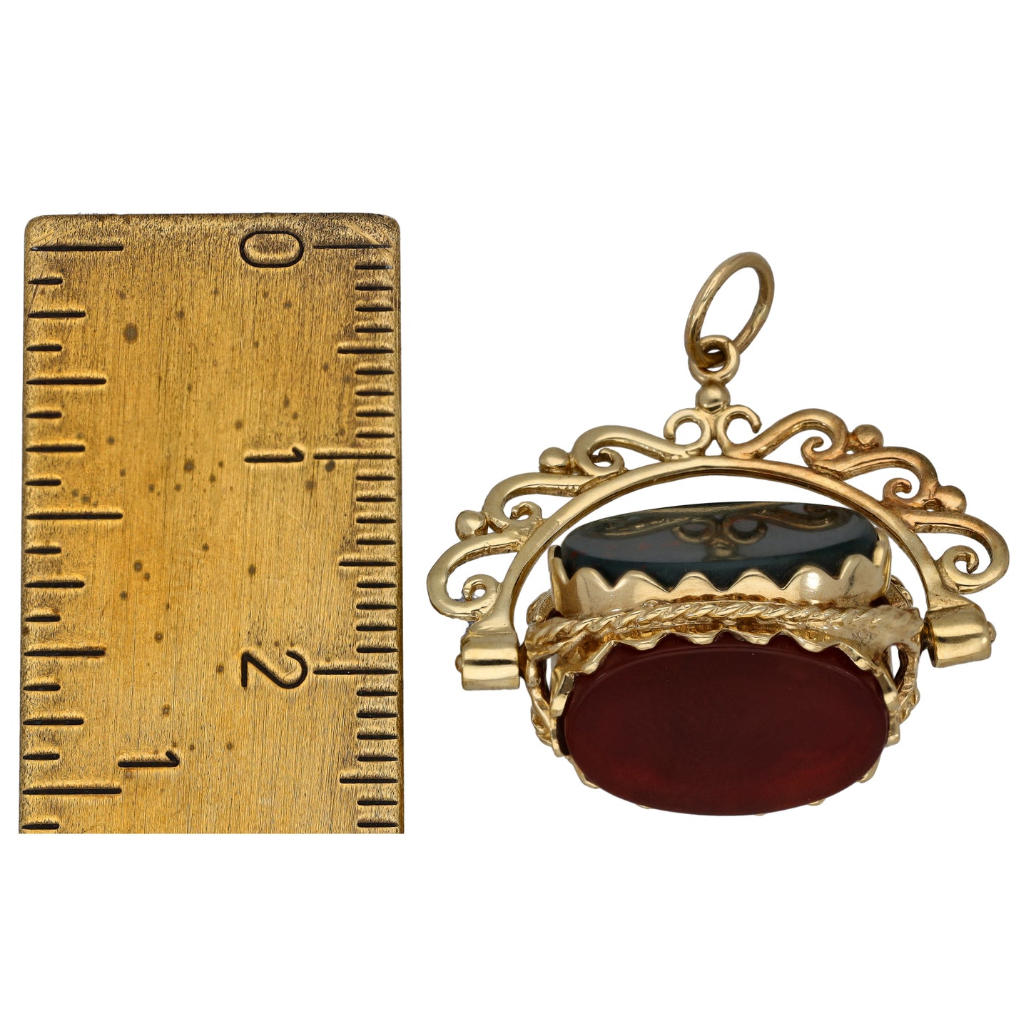9ct Gold Bloodstone & Carnelian & Onyx Fob Pendant