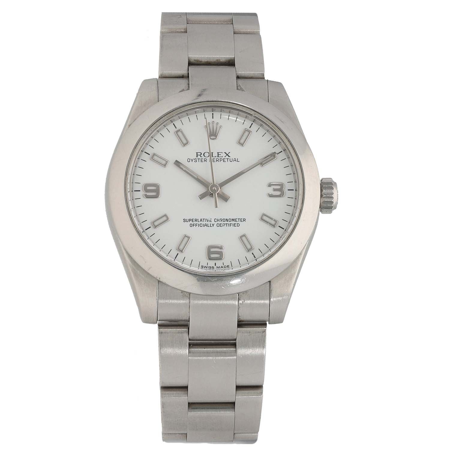 Rolex Oyster Perpetual 177200, Stainless Steel, White Dial, Front Image