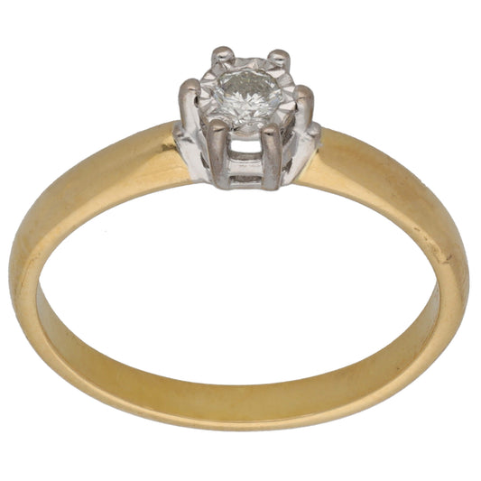 18ct Bicolour Gold 0.15ct Diamond Solitaire Ring Size P
