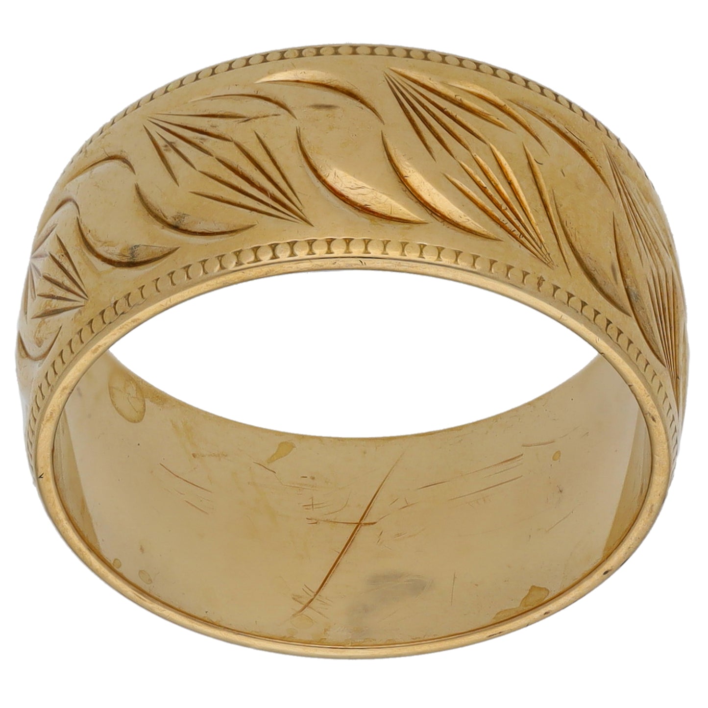 9ct Gold Patterned Wedding Ring Size N