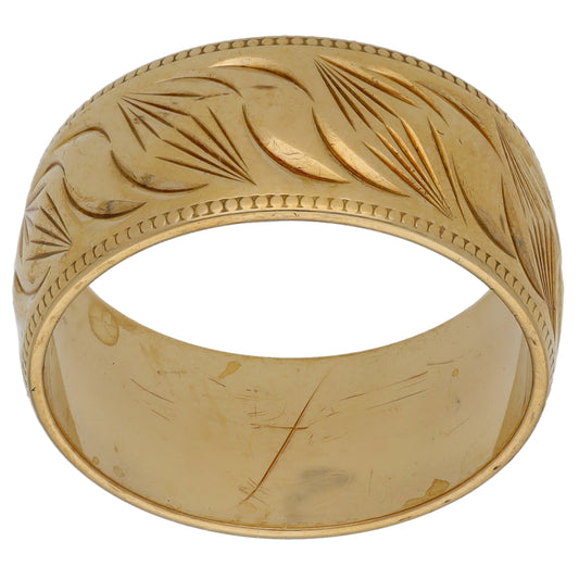 9ct Gold Patterned Wedding Ring Size N