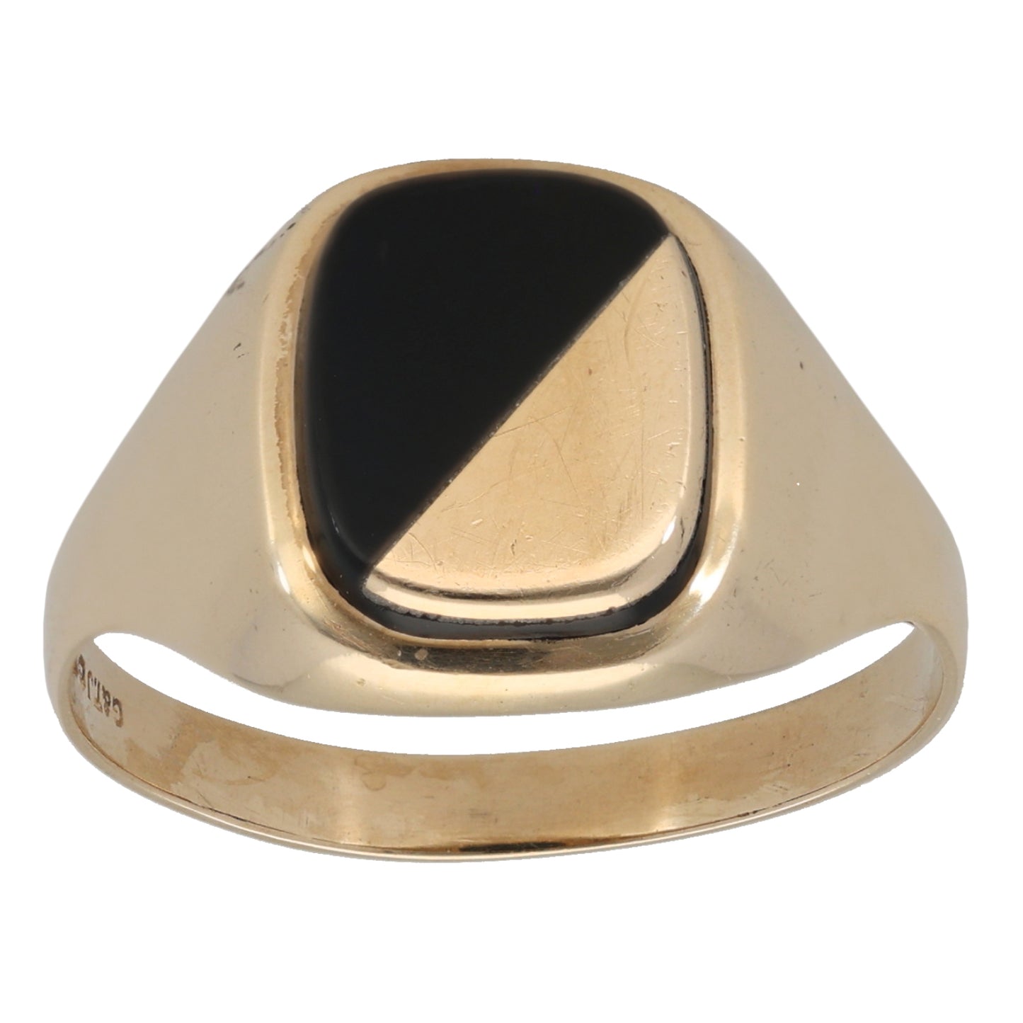 9ct Gold Onyx Patterned Signet Ring Size X