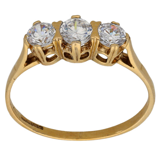 9ct Gold Cubic Zirconia Trilogy Ring Size O