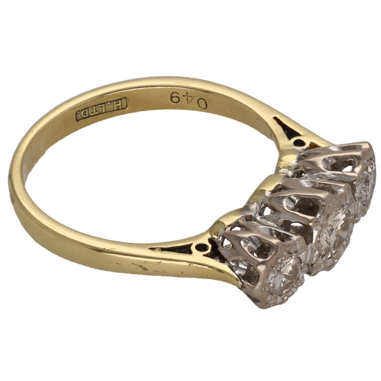 18ct Gold 0.50ct Diamond Trilogy Ring Size M