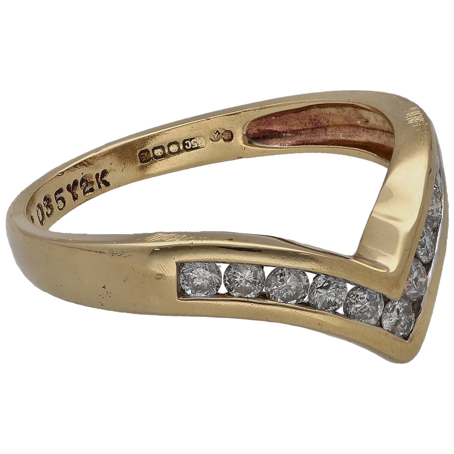18ct Gold 0.35ct Diamond Wishbone Ring Size M