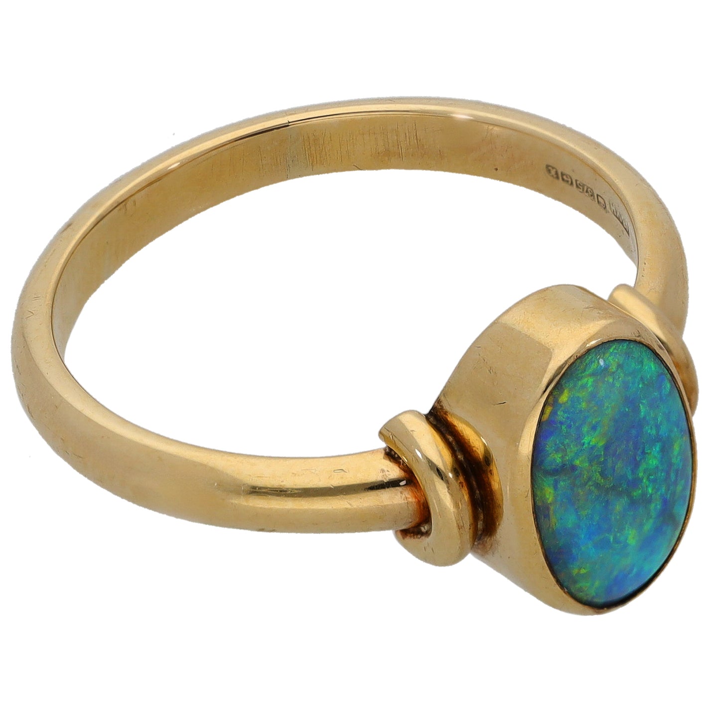 9ct Gold Opal Single Stone Ring Size S