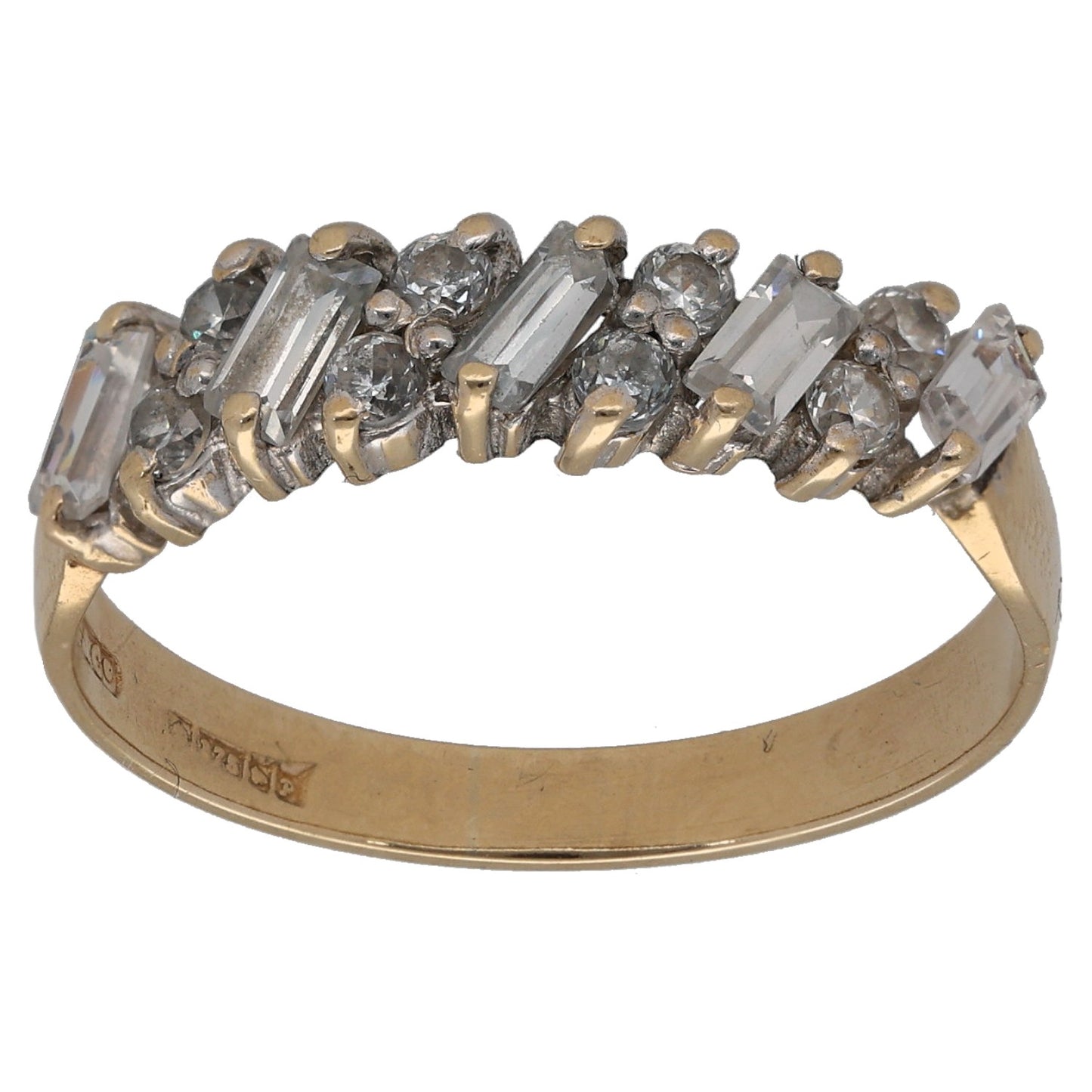9ct Bicolour Gold Cubic Zirconia Half Eternity Ring Size O