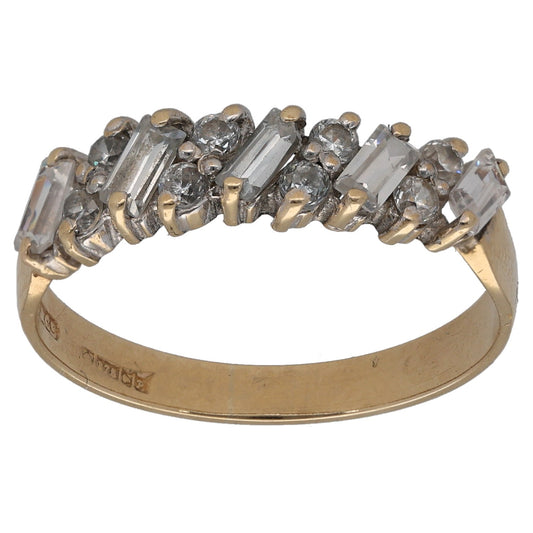 9ct Bicolour Gold Cubic Zirconia Half Eternity Ring Size O