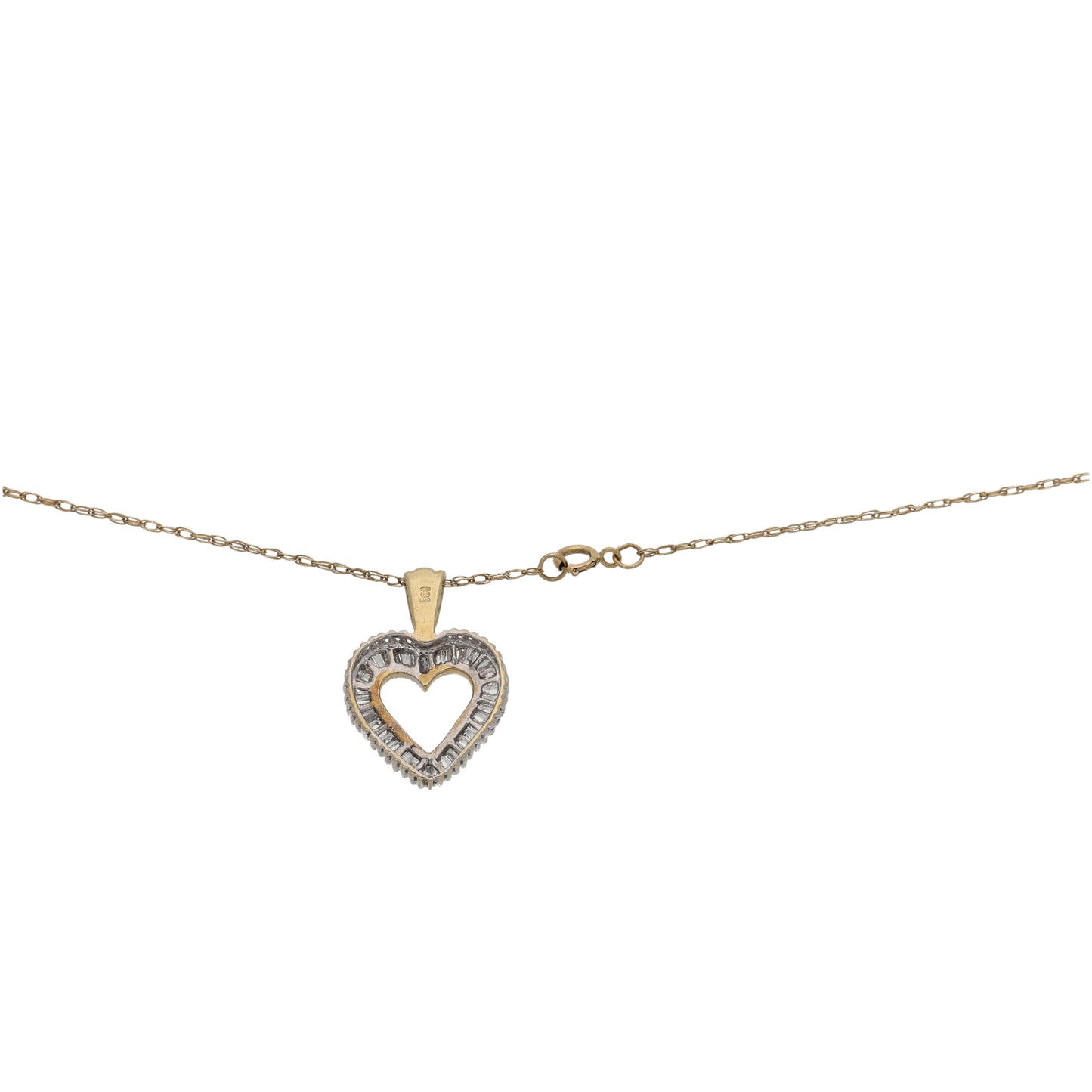 9ct Gold 0.40ct Diamond Heart Pendant With Chain