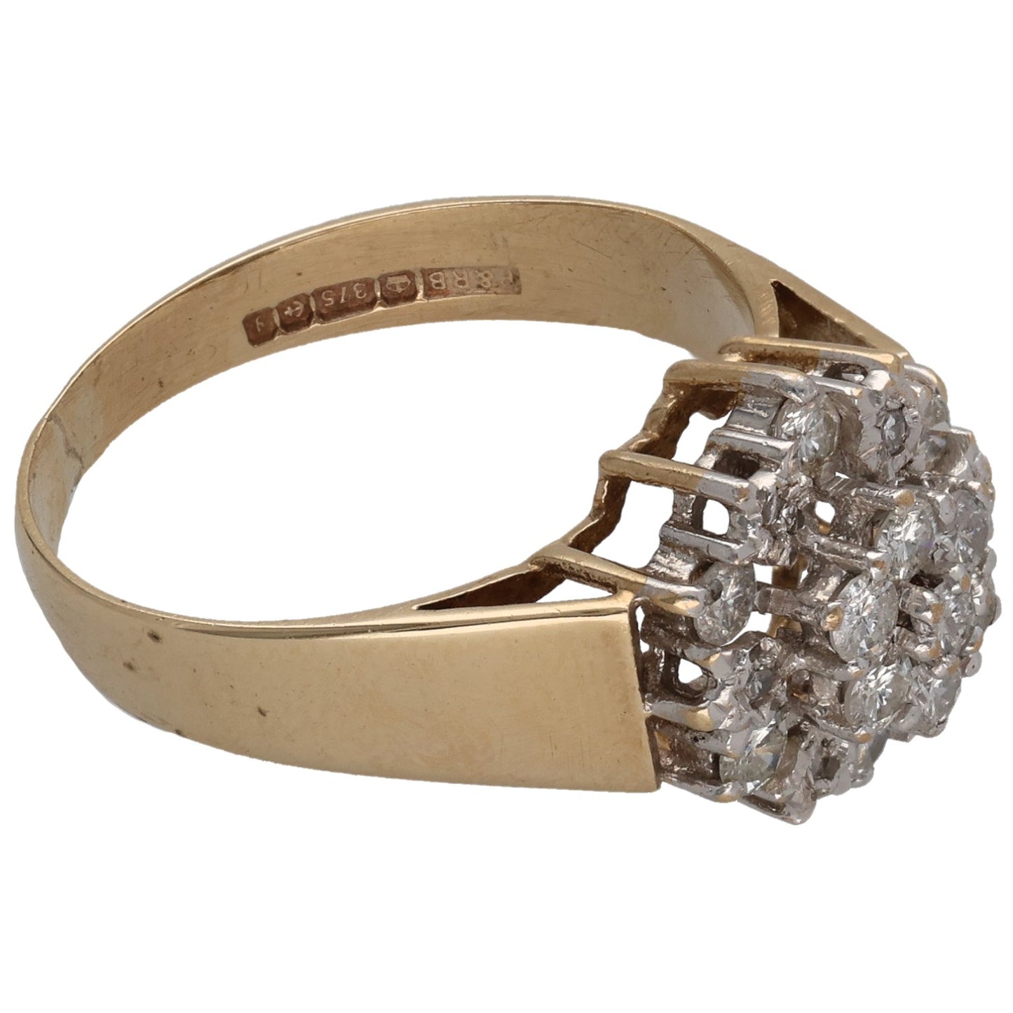 9ct Gold 0.43ct Diamond Cluster Ring Size O