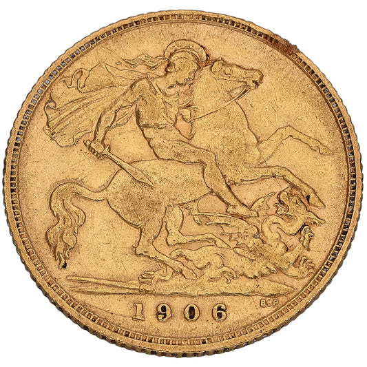 22ct Gold King Edward VII Half Sovereign Coin 1906