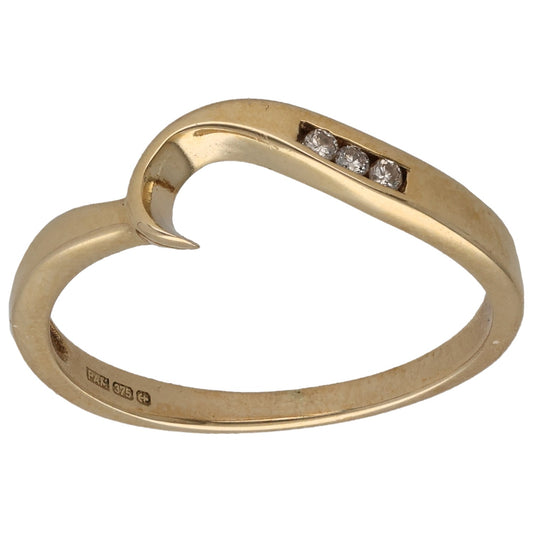 9ct Gold 0.03ct Diamond Wishbone Ring Size N