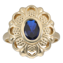 Load image into Gallery viewer, New 14ct Gold Blue Stone Floral Ring
