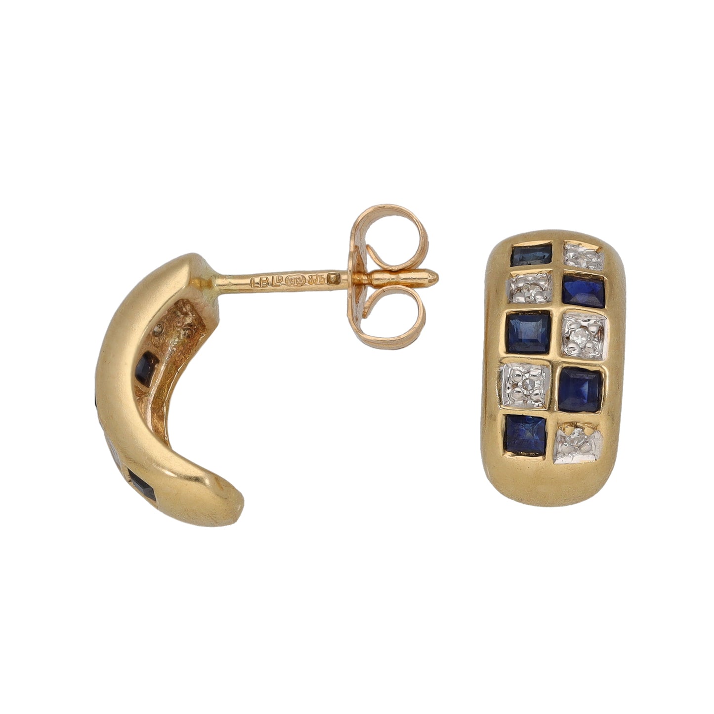 9ct Gold Sapphire & 0.05ct Diamond Dress/Cocktail Earrings