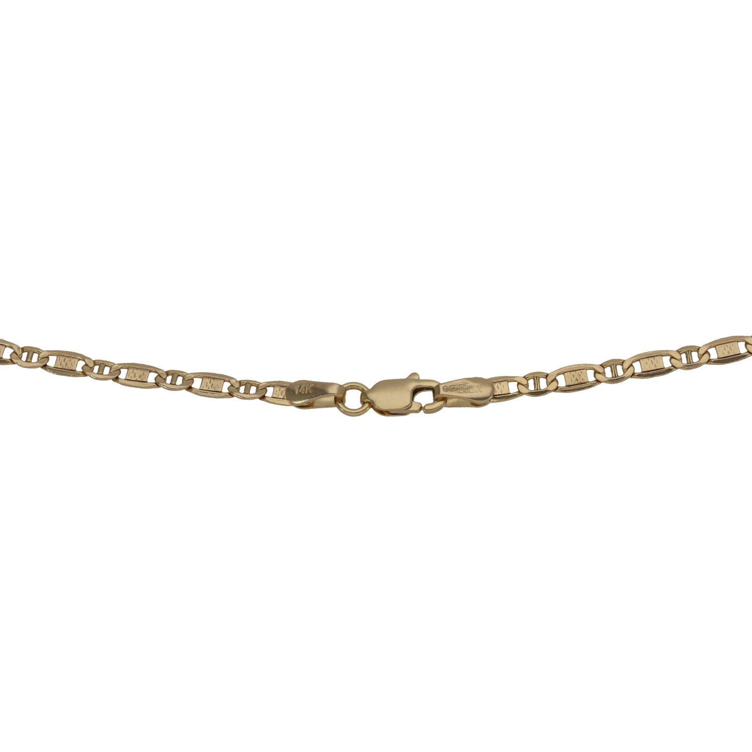 14k gold anchor chain necklace with clasp detail