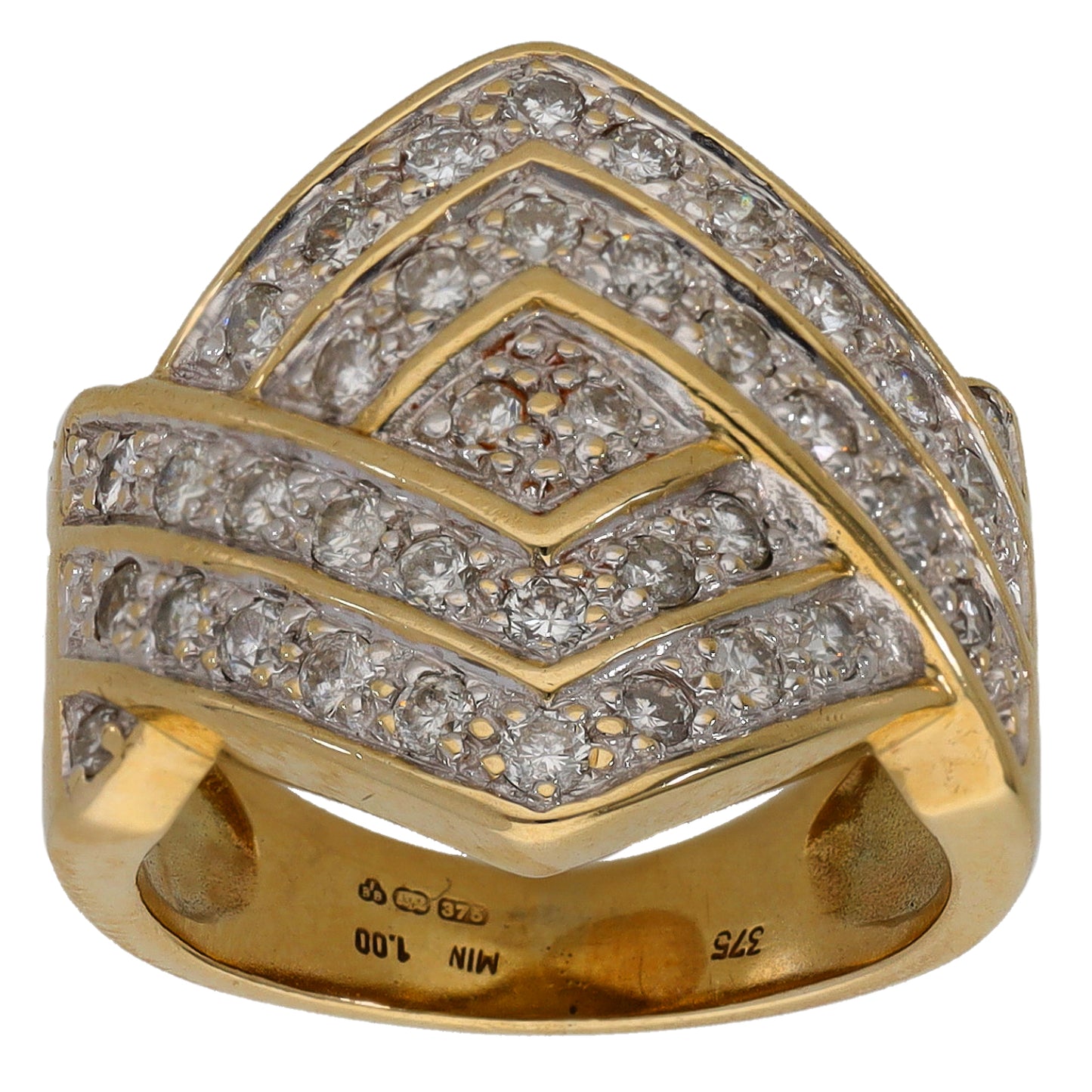 9ct Bicolour Gold 0.38ct Diamond Cluster Ring Size L