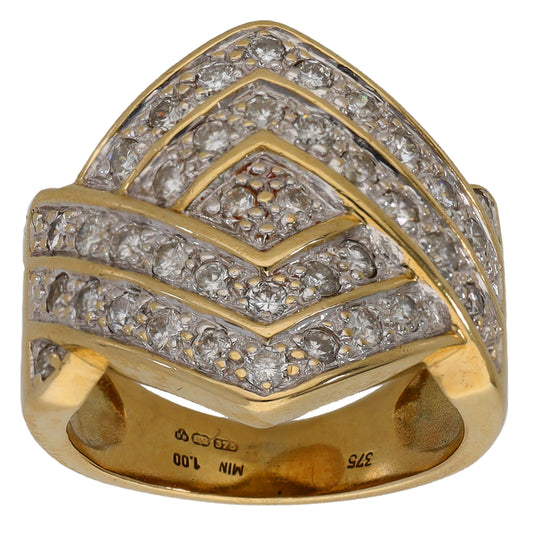 9ct Bicolour Gold 0.38ct Diamond Cluster Ring Size L