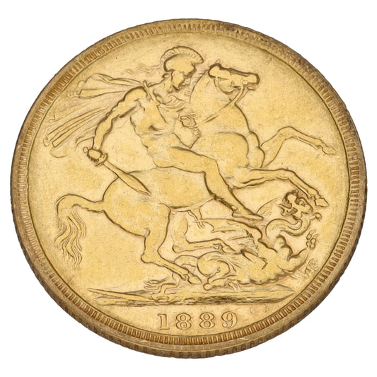 22ct Gold Queen Victoria Full Sovereign Coin 1889