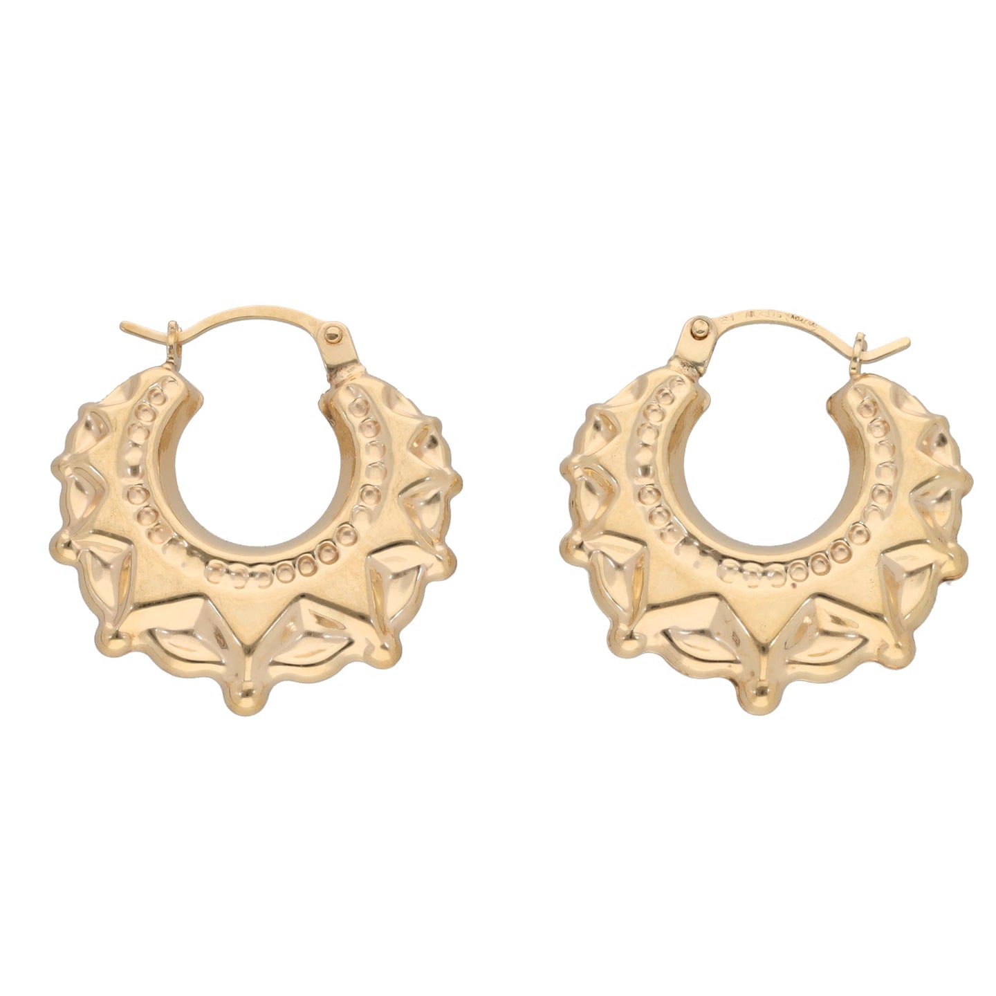 9ct Gold Creole Spike Earrings