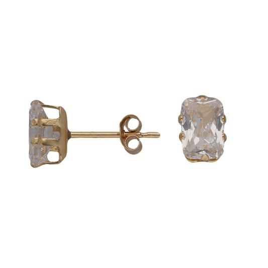 New 9ct Gold Cubic Zirconia Solitaire Stud Earrings
