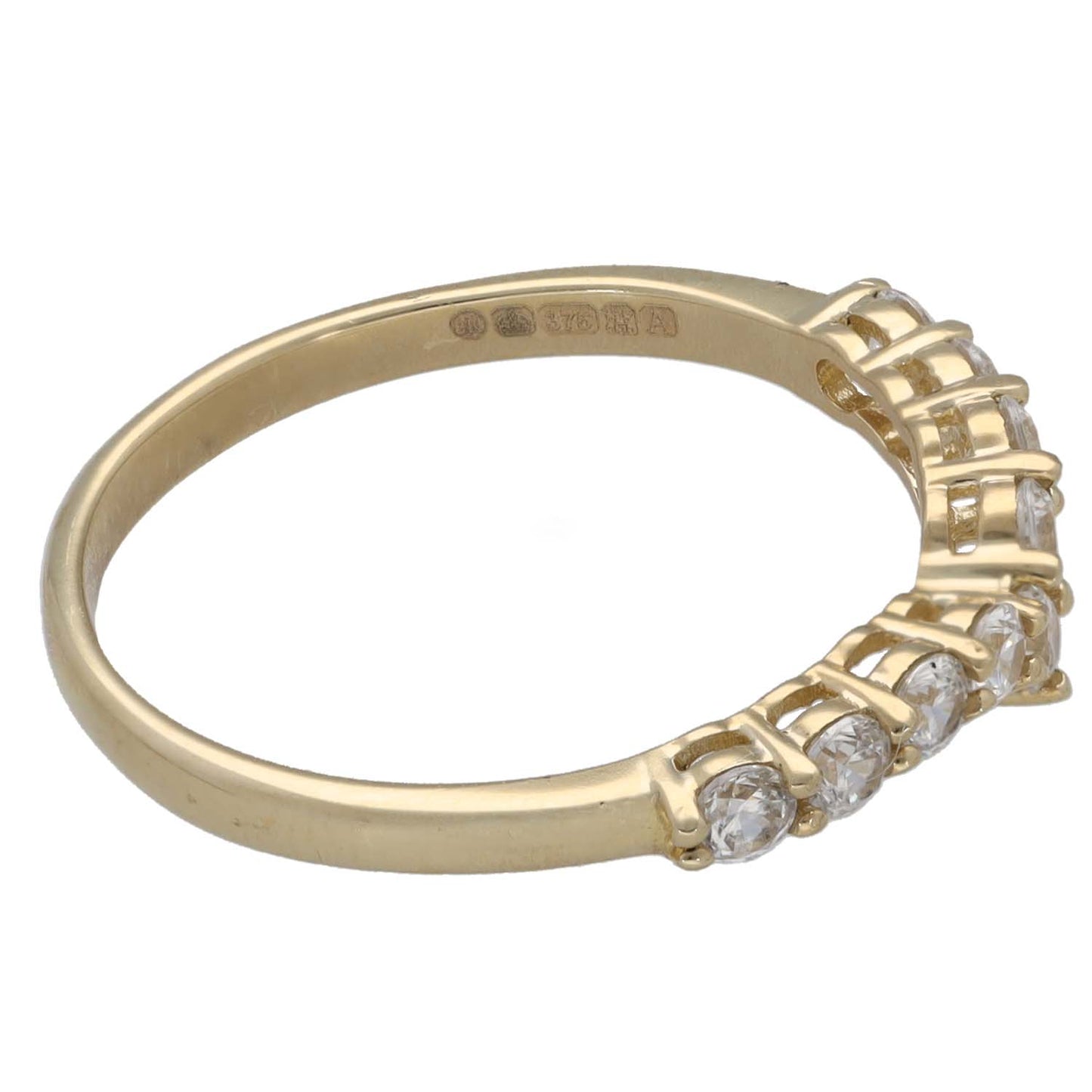 9ct Gold Cubic Zirconia Wishbone Ring Size N