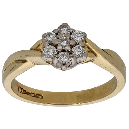 18ct Gold 0.21ct Diamond Cluster Ring Size K