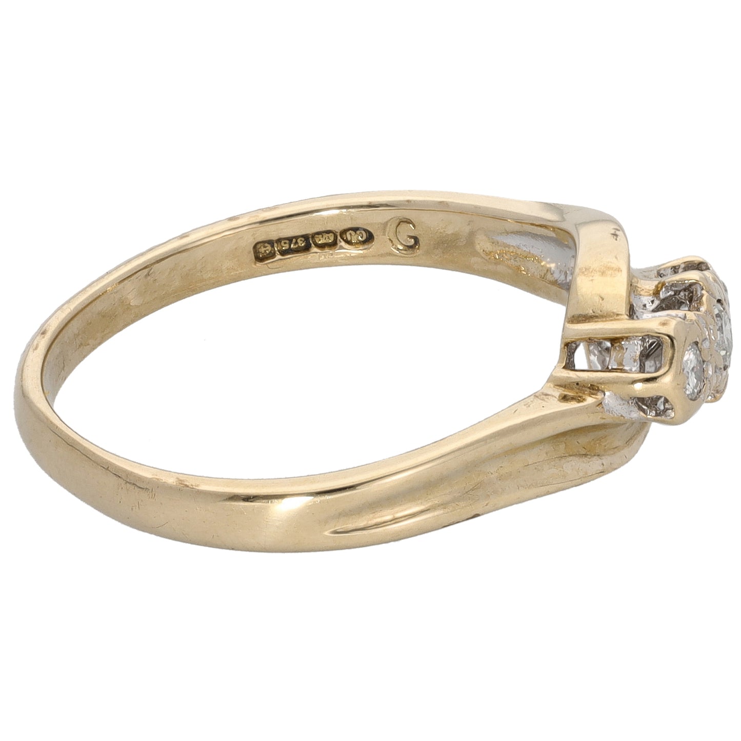 9ct Gold 0.10ct Diamond Trilogy Ring Size P