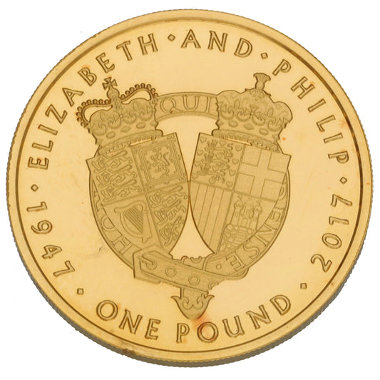 22ct Gold Elizabeth And Phillip Platinum Anniversary One Pound Coin 2017