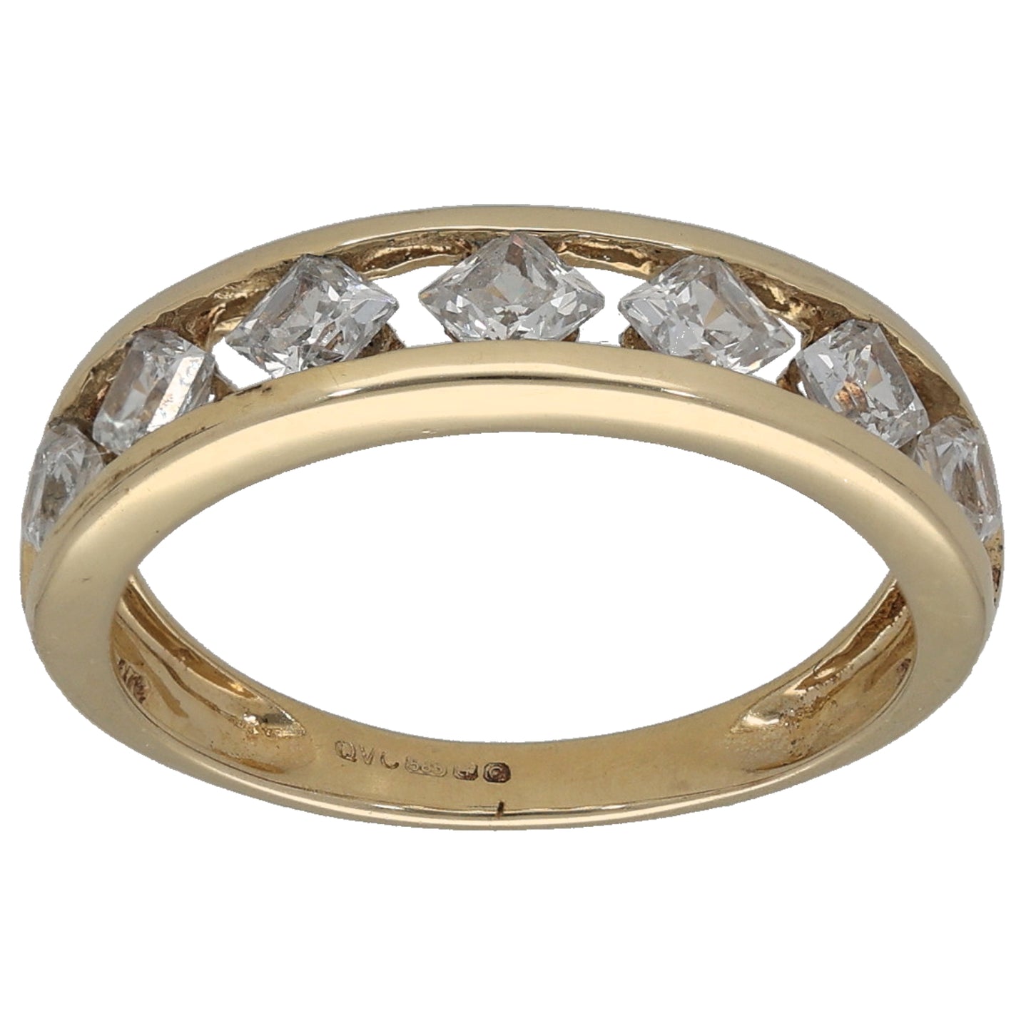 14ct Gold Cubic Zirconia Half Eternity Ring Size K
