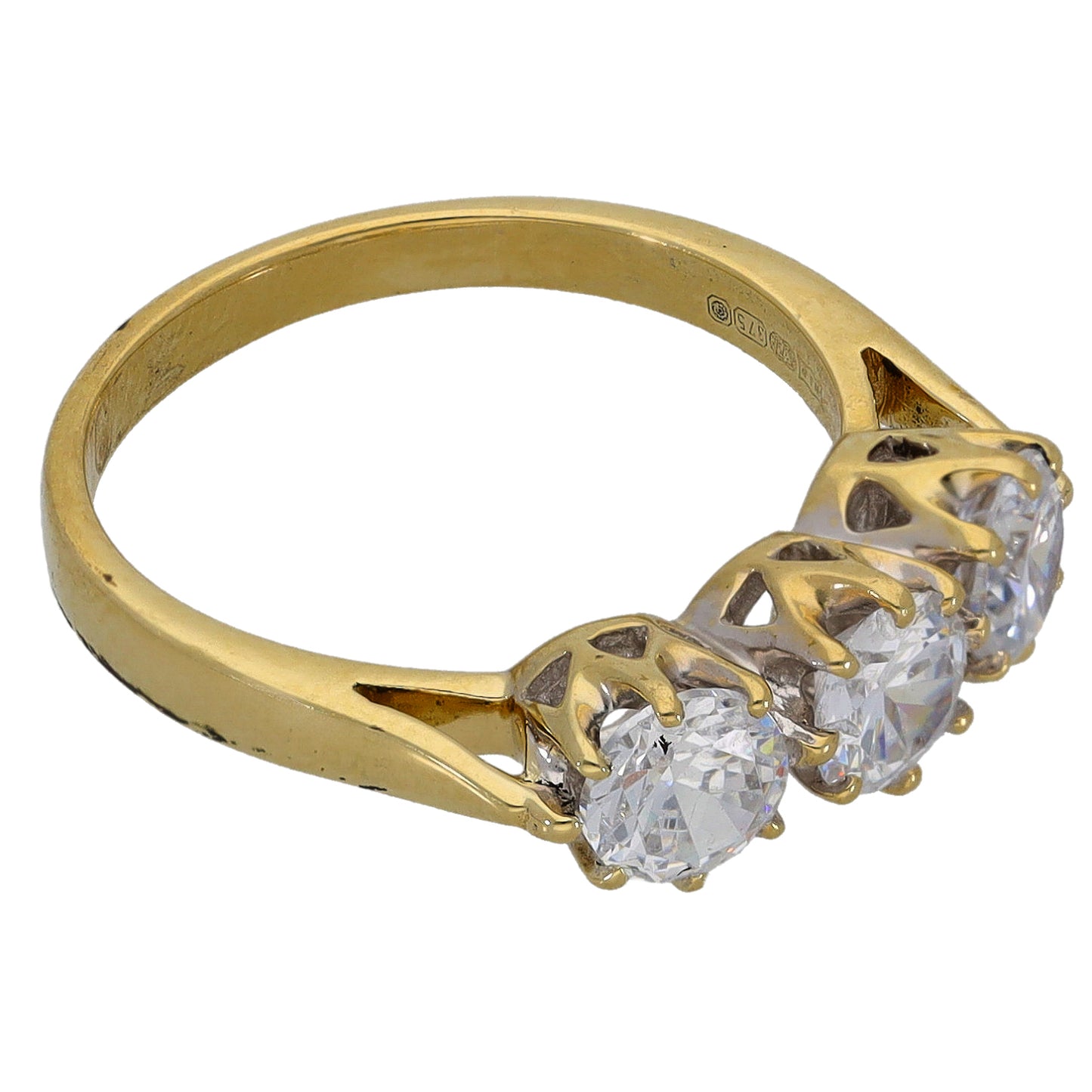 9ct Gold Cubic Zirconia Trilogy Ring Size J