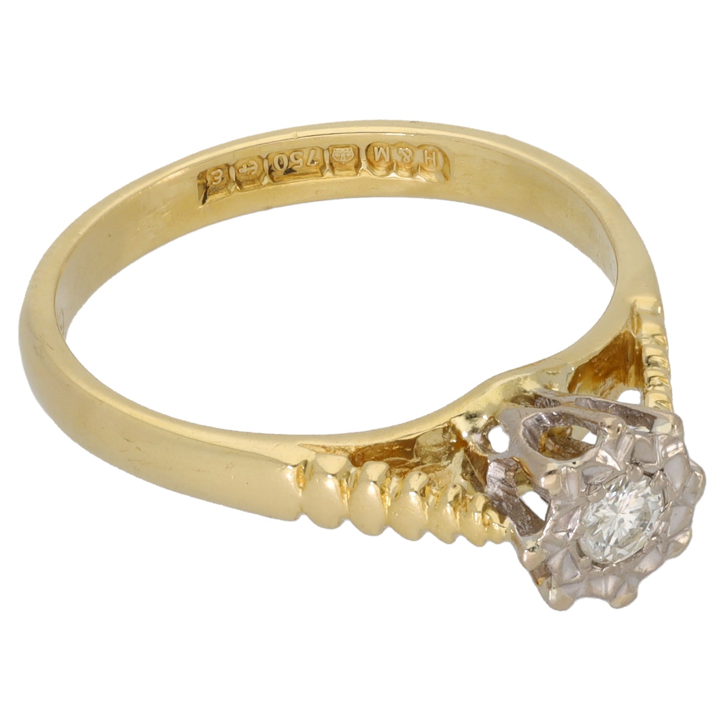 18ct Gold 0.10ct Diamond Solitaire Ring Size M