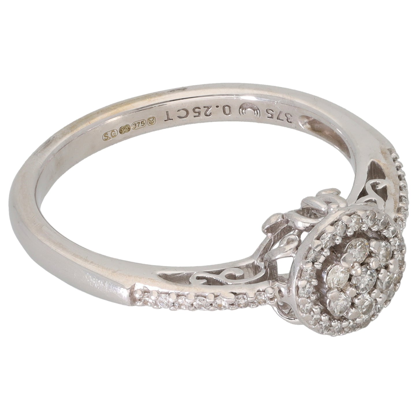 9ct White Gold 0.25ct Enchanted Disney Cinderella Ring Size P