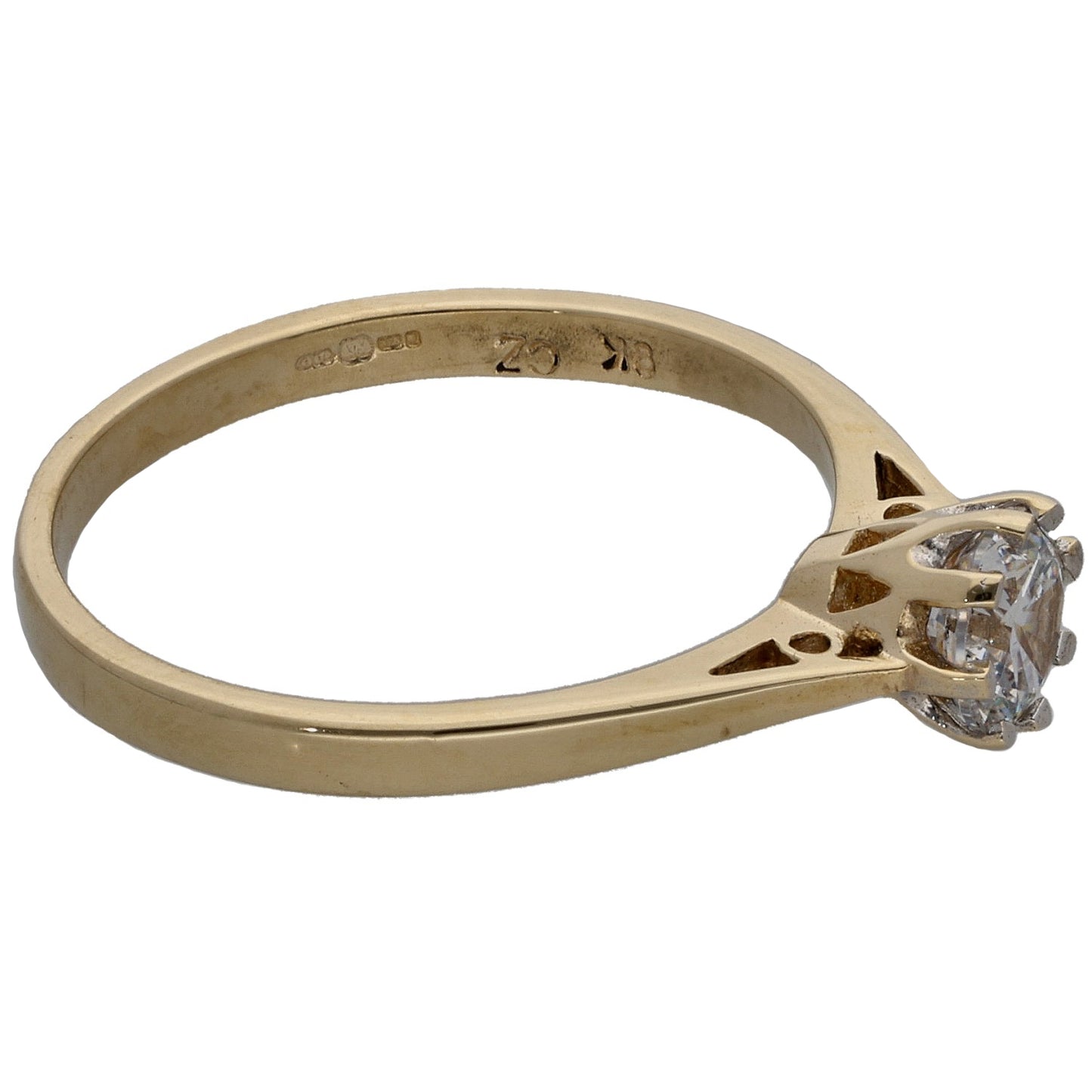 9ct Gold Cubic Zirconia Single Stone Ring Size M