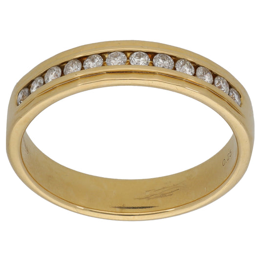 18ct Gold 0.25ct Diamond Half Eternity Ring Size P