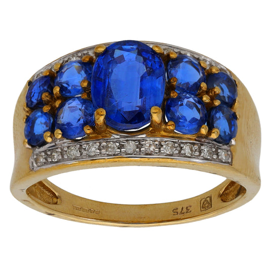 9ct Gold Kyanite & 0.11ct Diamond Dress/Cocktail Ring Size O