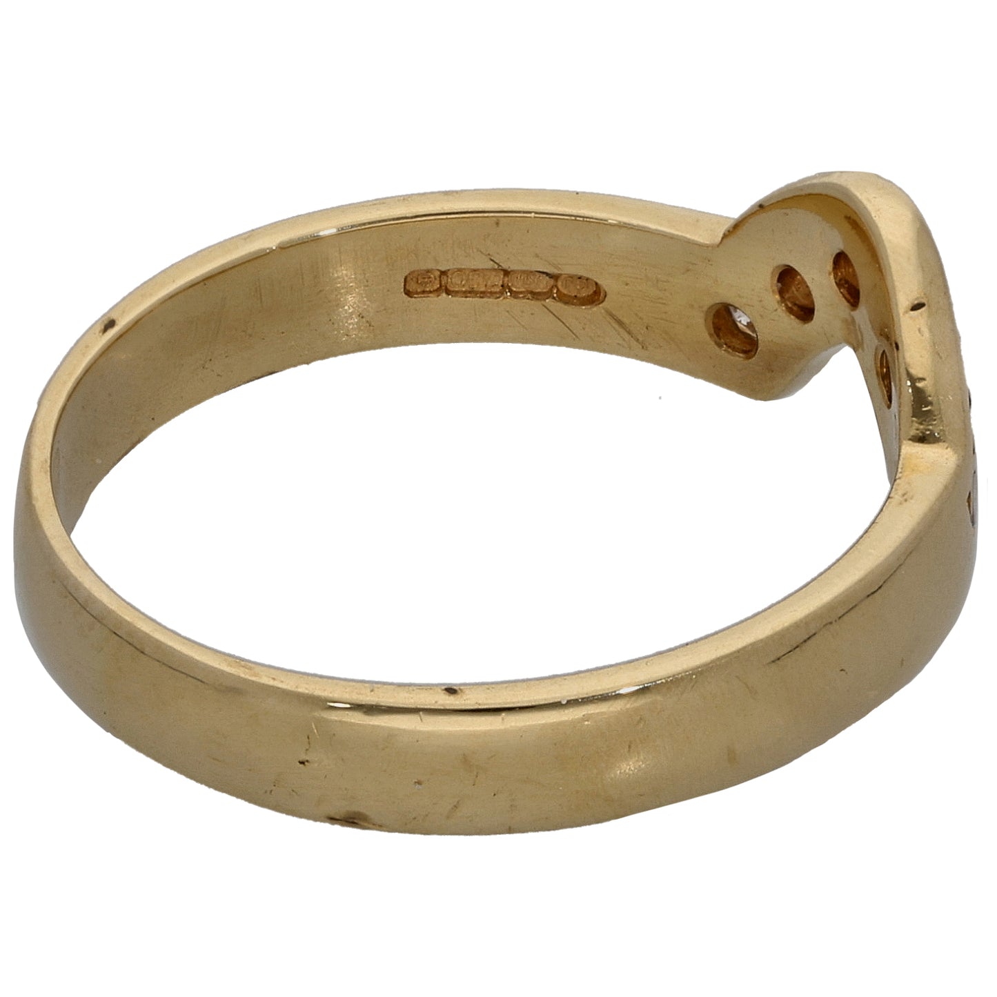 18ct Gold 0.10ct Diamond Wishbone Ring Size O