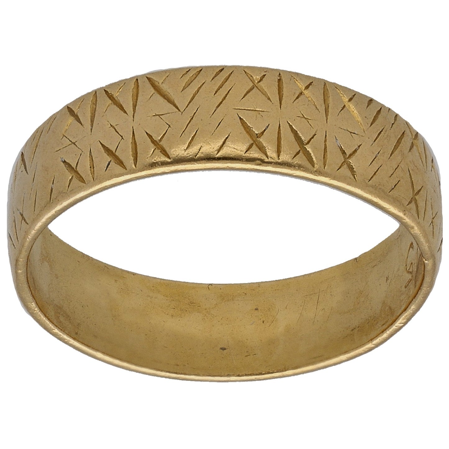 22ct Gold Patterned Wedding Ring Size L