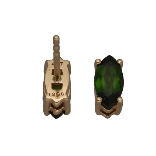 9ct Gold Diopside Solitaire Stud Earrings
