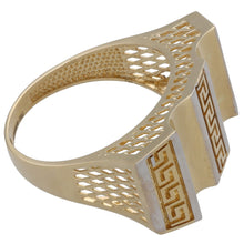 Load image into Gallery viewer, 14ct Bi-Colour Gold Greek Key Dress/Cocktail Ring
