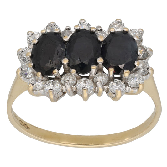 9ct Gold Sapphire & Cubic Zirconia Dress/Cocktail Ring Size P