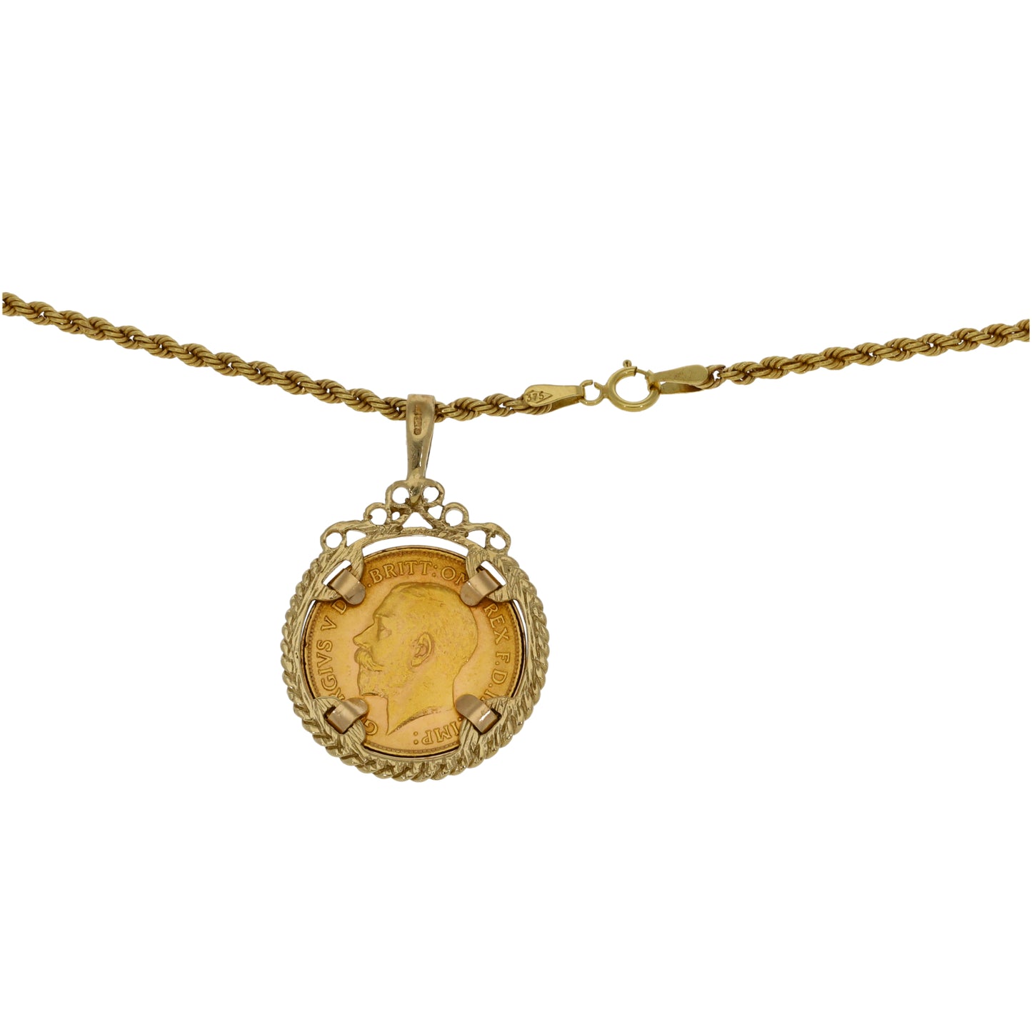 9ct Gold Half Sovereign Coin Pendant With Chain