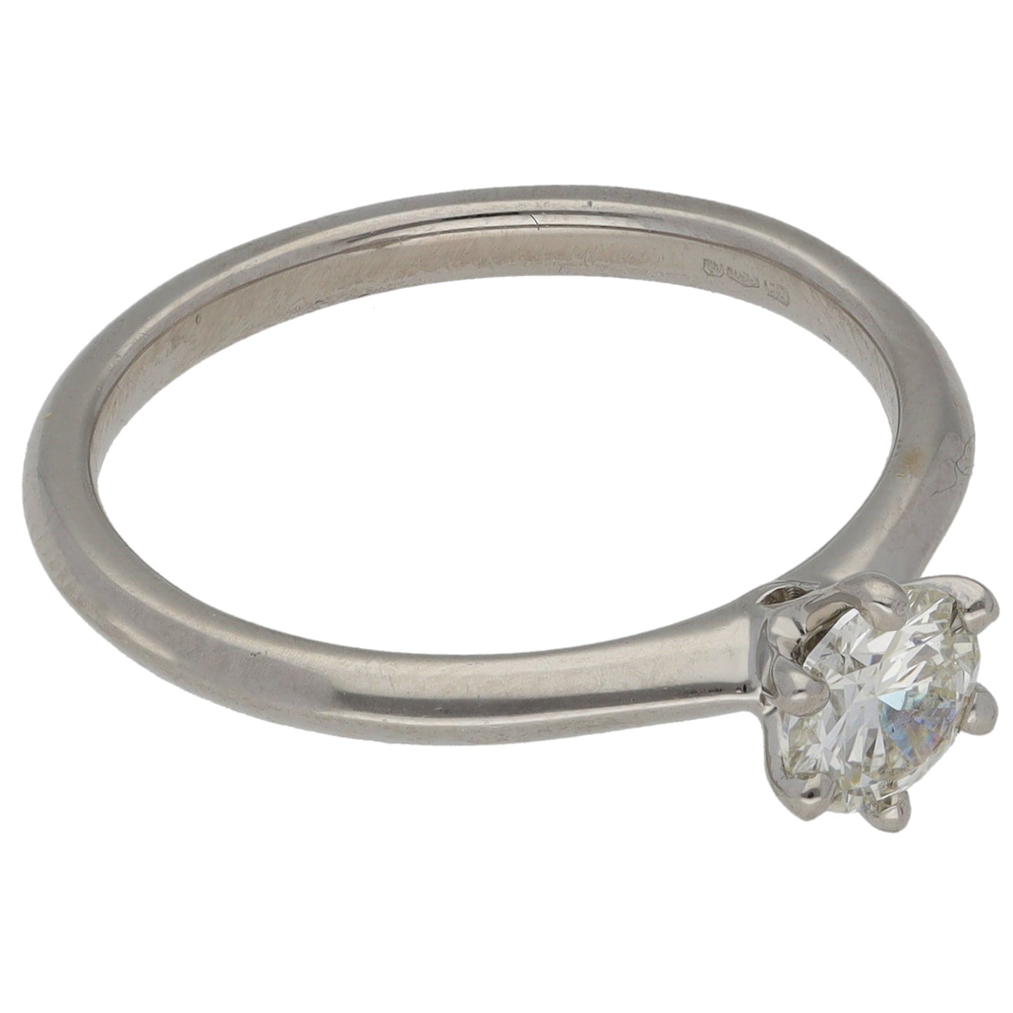 Platinum 0.45ct Diamond Solitaire Ring Size L