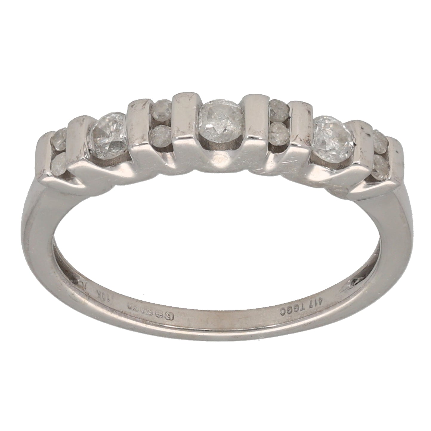 9ct White Gold 0.29ct Diamond Half Eternity Ring Size N