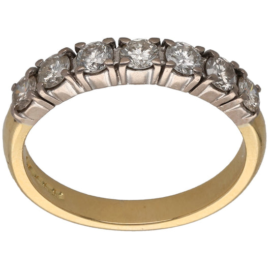 18ct Gold 0.70ct Diamond Half Eternity Ring Size P